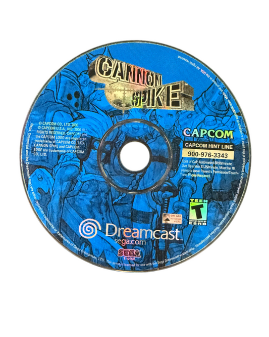 Cannon Spike Sega Dreamcast for action shooter video game fans featuring fast paced arena combat arcade style gameplay twin stick shooting iconic Capcom characters cooperative multiplayer intense boss battles futuristic sci fi action colorful graphics collectible gaming appeal disc