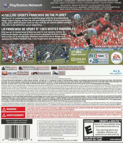 FIFA Soccer 12 back cover art for PlayStation 3 (PS3) video game