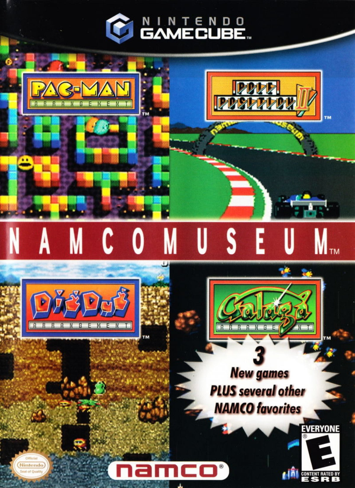 Namco Museum Nintendo GameCube GC video game, classic arcade game compilation, retro Namco titles, console collection game front cover