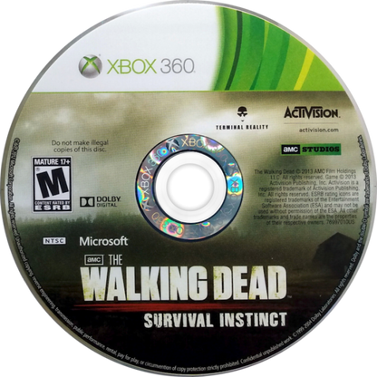 The Walking Dead Survival Instinct retro Xbox 360 video game featuring zombie survival gameplay, first person shooter combat, post apocalyptic action and classic Xbox 360 entertainment - disc