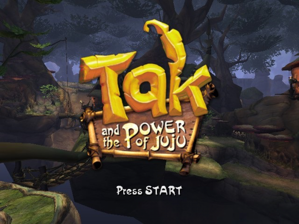 Tak and the Power of Juju Nintendo GameCube GC video game featuring action adventure platforming gameplay colorful fantasy world exploration puzzle solving combat challenges Tak character adventure retro video game Nintendo GameCube collection collectible gaming appeal gameplay