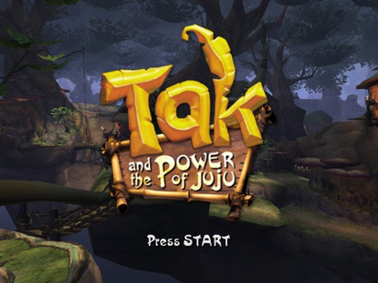 Tak and the Power of Juju Nintendo GameCube GC video game featuring action adventure platforming gameplay colorful fantasy world exploration puzzle solving combat challenges Tak character adventure retro video game Nintendo GameCube collection collectible gaming appeal gameplay