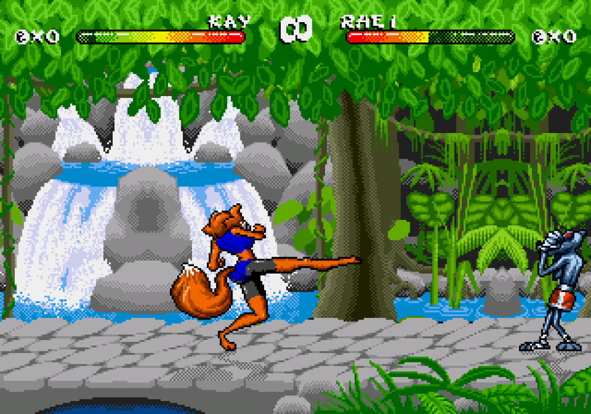 Brutal Paws of Fury Sega CD fighting game anthropomorphic animal martial artists one on one arcade combat cartoon style characters combo attacks versus multiplayer GameTek retro gaming Sega CD software video game title gameplay