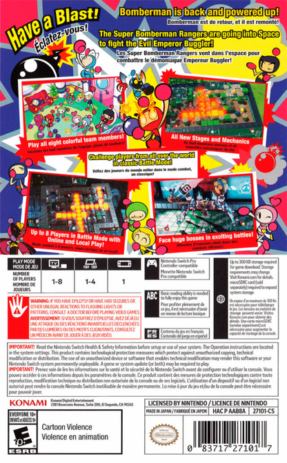 Super Bomberman R back cover art for Nintendo Switch (NS) video game