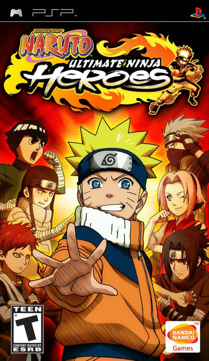Naruto Ultimate Ninja Heroes PlayStation Portable PSP for retro video game enthusiasts featuring anime inspired fighting gameplay fast paced ninja battles special jutsu attacks character progression modes iconic Naruto characters and collectible gaming appeal cover art