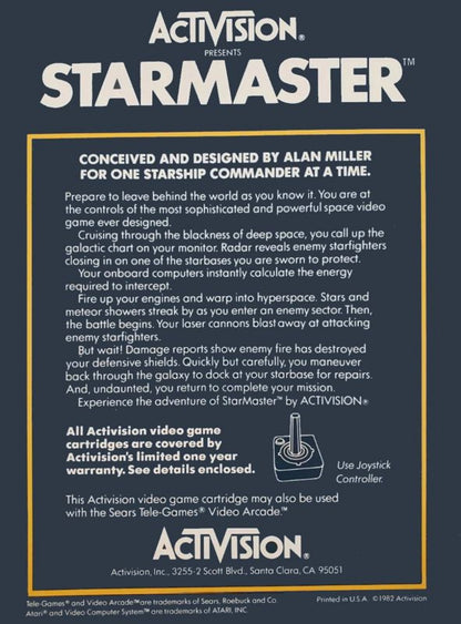Starmaster for Atari 2600 with classic space combat and starship simulation theme back cover