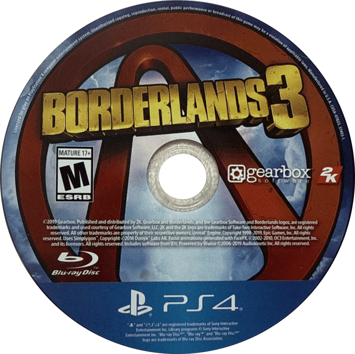 Borderlands 3 disc for PlayStation 4 (PS4) cooperative first-person shooter action RPG video game