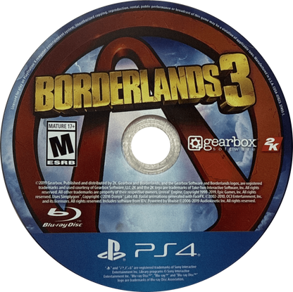 Borderlands 3 disc for PlayStation 4 (PS4) cooperative first-person shooter action RPG video game