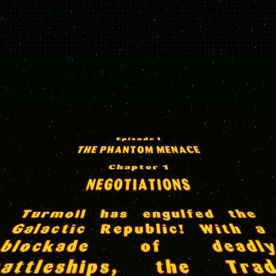 LEGO Star Wars The Video Game for GameCube featuring family friendly action adventure based on the Star Wars universe text crawl