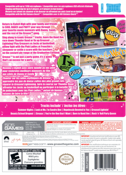 Grease: The Official Video Game – Nintendo Wii (Wii) music rhythm party back of case for video game