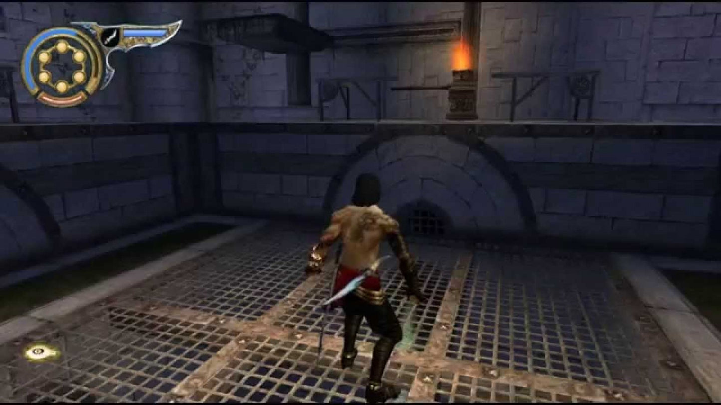 Prince of Persia The Two Thrones PS2 Sony PlayStation 2 action adventure platformer Ubisoft parkour wall running acrobatic combat dagger of time stealth gameplay dark prince dual personality story driven gameplay retro gaming PlayStation 2 software video game title gameplay