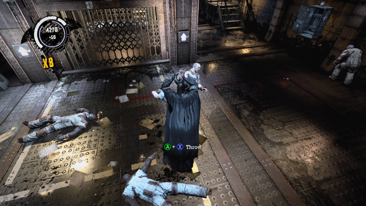 Retro Batman Arkham Asylum Xbox 360 inspired design featuring dark superhero action adventure aesthetic vintage HD era Gotham City atmosphere stealth combat predator gameplay Arkham Island asylum setting iconic DC Comics Batman experience nostalgic cinematic presentation gameplay