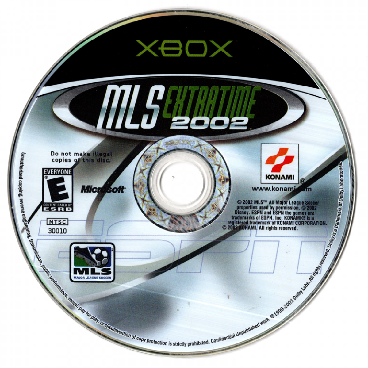 ESPN MLS ExtraTime 2002 for Xbox Original featuring intense soccer sports gameplay disc