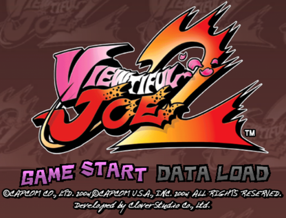 Viewtiful Joe 2 GameCube game featuring side-scrolling action platformer gameplay with stylized comic book visuals main menu