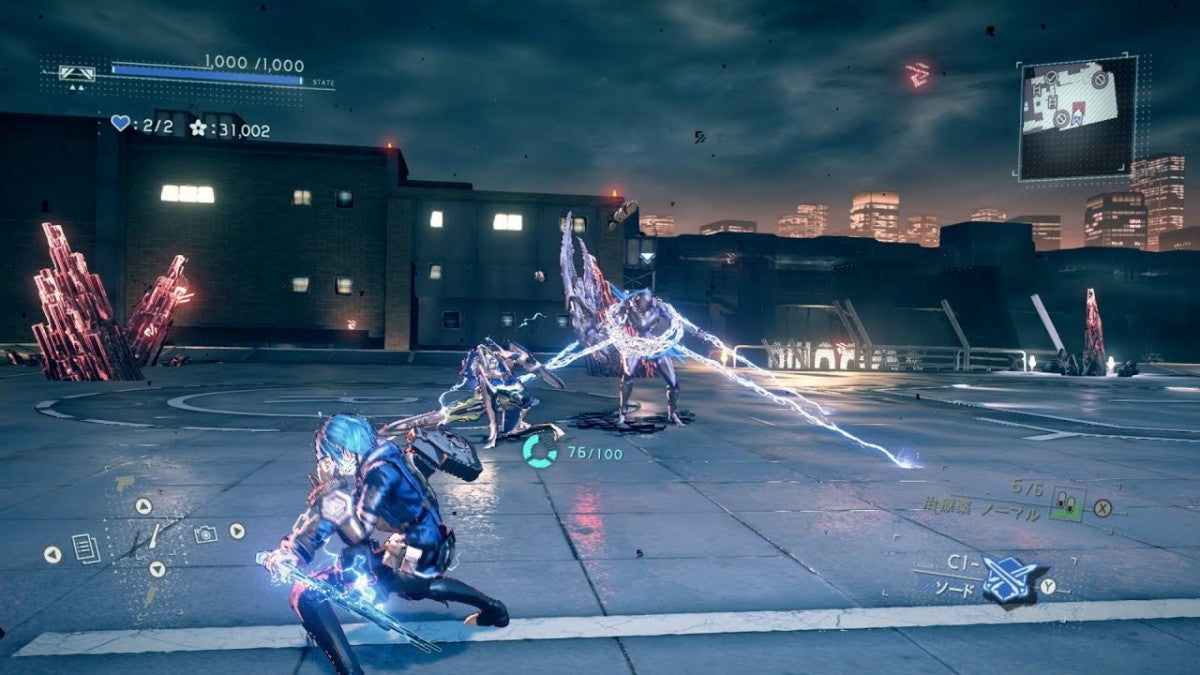 Astral Chain Nintendo Switch game featuring dual-character action combat and futuristic police adventure gameplay screenshot