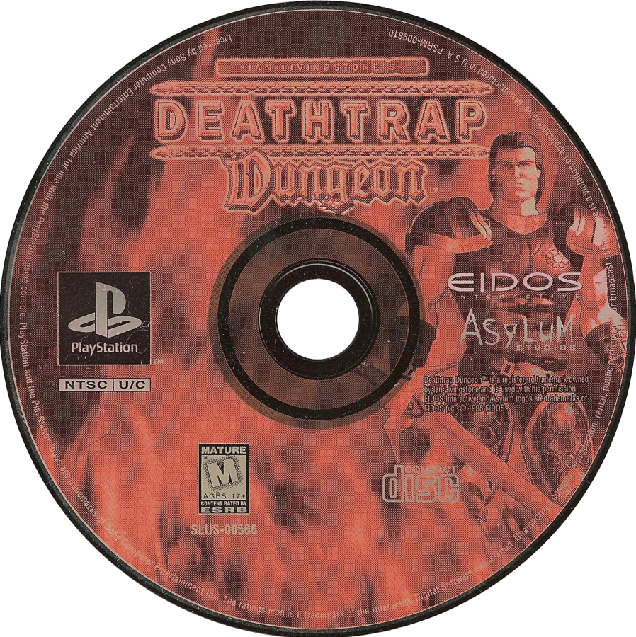 Deathtrap Dungeon PlayStation 1 PS1 for action adventure retro video game fans featuring dark fantasy exploration dungeon crawling sword combat deadly traps puzzle solving mythical creatures challenging quests collectible gaming appeal disc