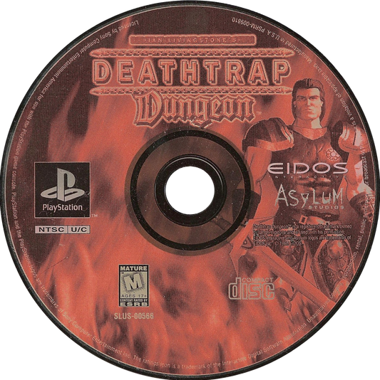 Deathtrap Dungeon PlayStation 1 PS1 for action adventure retro video game fans featuring dark fantasy exploration dungeon crawling sword combat deadly traps puzzle solving mythical creatures challenging quests collectible gaming appeal disc