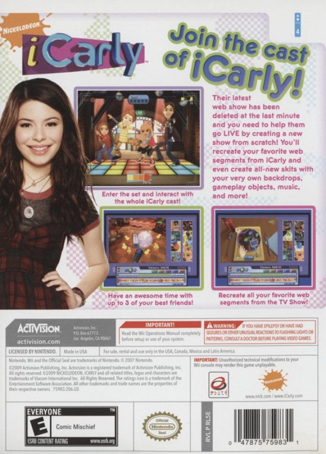I Carly Nintendo Wii back of case for fun mini-game baased retro video game 