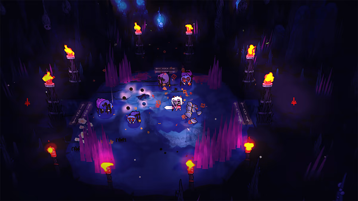 Cult of the Lamb Nintendo Switch NS for video game enthusiasts featuring action adventure roguelike gameplay cult management mechanics dungeon exploration resource gathering base building charming yet dark art style and collectible gaming appeal gameplay