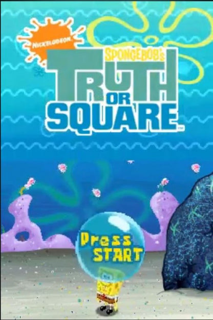 SpongeBob’s Truth or Square for Nintendo DS platformer video game featuring classic SpongeBob episodes themed levels puzzle platforming mini games cartoon humor and a family friendly underwater adventure experience gameplay