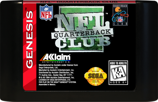 NFL Quarterback Club cartridge for Sega Genesis (GEN) video game