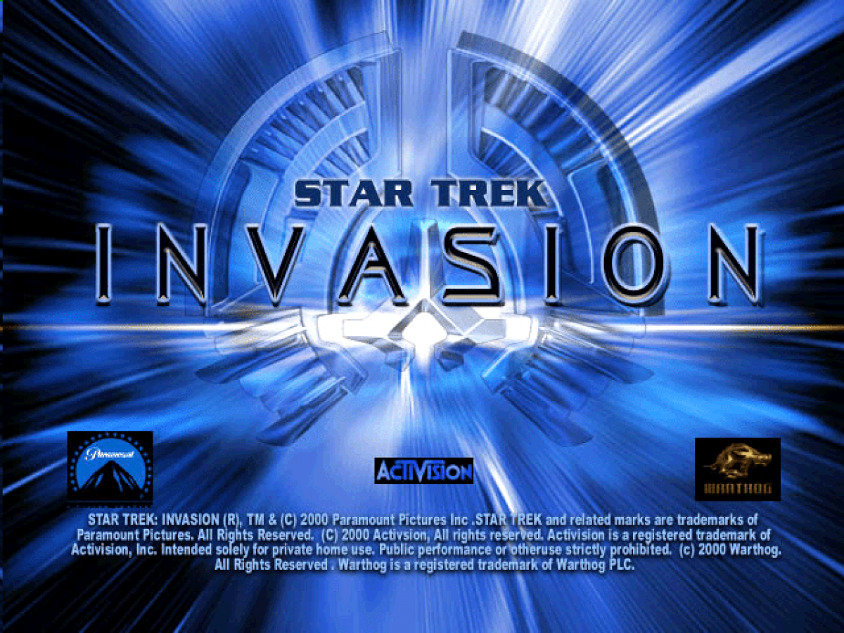 Star Trek: Invasion title screen for PlayStation 1 (PS1) video game