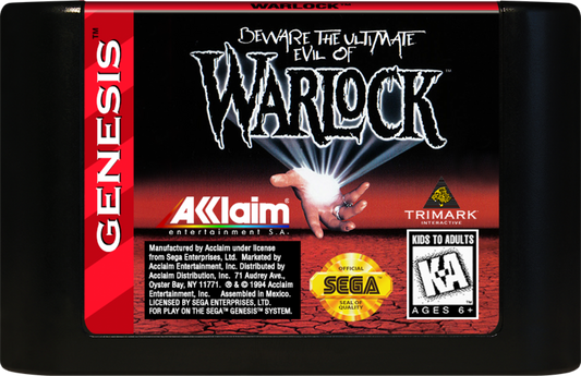 Warlock Sega Genesis retro video game action platformer cartridge (1995)