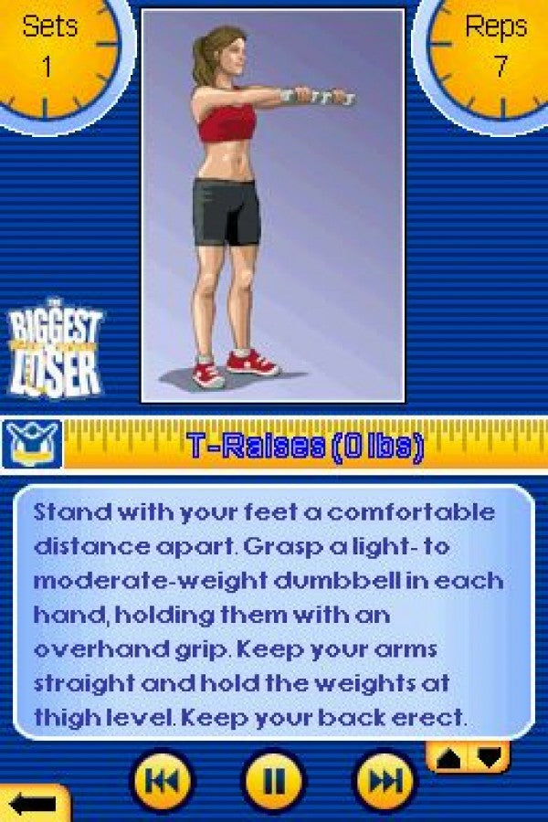 The Biggest Loser Nintendo DS video game, fitness and lifestyle simulation, exercise and nutrition gameplay, handheld console title gameplay screenshot