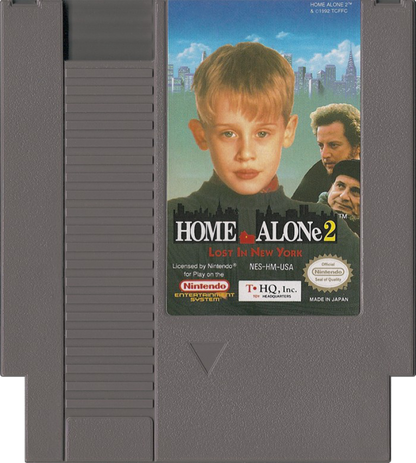 Home Alone 2 Lost in New York Nintendo Entertainment System NES for retro video game enthusiasts featuring action platforming gameplay movie inspired adventure trap setting mechanics enemy avoidance holiday themed challenges classic 8 bit gaming and collectible gaming appeal cartridge