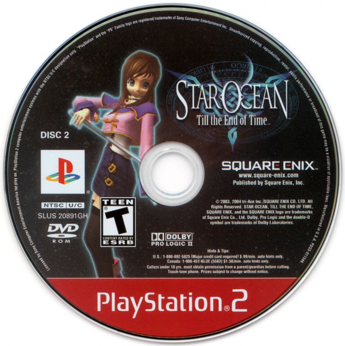 Star Ocean Till the End of Time PS2 PlayStation 2 JRPG role playing game sci fi fantasy real time battle system story driven adventure retro video game disc 2 Greatest Hits edition