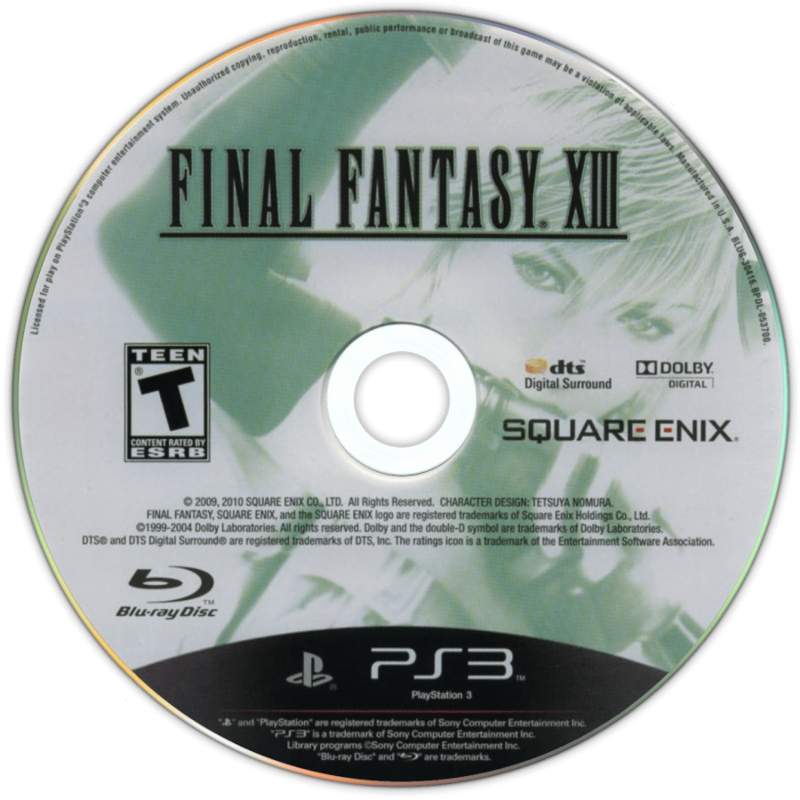 Final Fantasy XIII PS3 role-playing video game disc