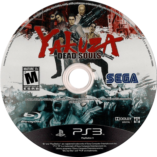 Yakuza: Dead Souls disc for PlayStation 3 (PS3) video game
