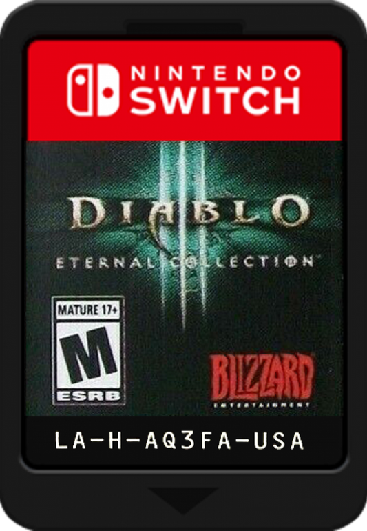 Diablo III Eternal Collection Nintendo Switch game featuring action RPG combat and full Reaper of Souls and Rise of the Necromancer content cartridge
