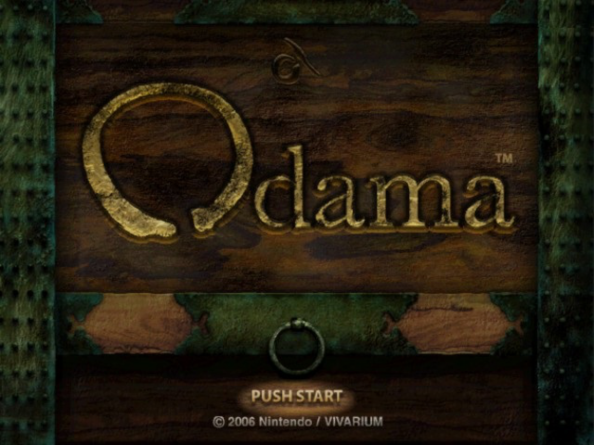 Odama GameCube GC video game, pinball action strategy, voice-controlled gameplay, Nintendo GameCube title, microphone not included main menu title screen