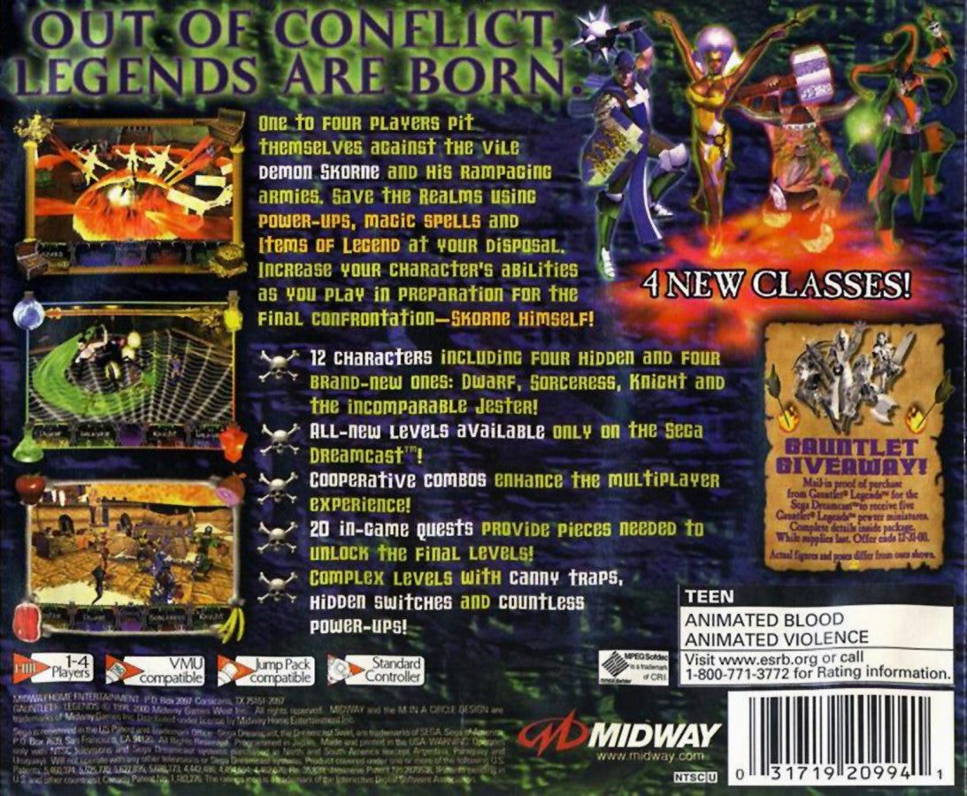 Gauntlet Legends Sega Dreamcast retro video game action RPG back of case