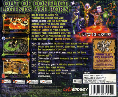 Gauntlet Legends Sega Dreamcast retro video game action RPG back of case