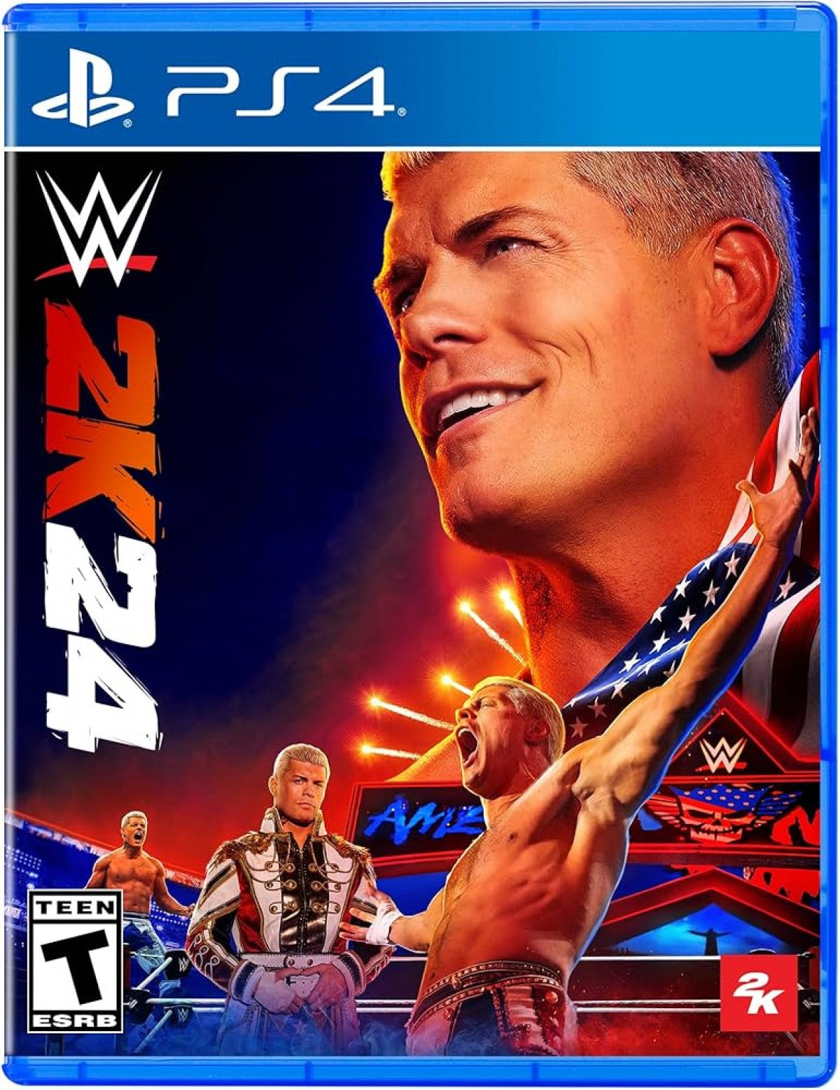 WWE 2K24 PS4 wrestling sports video game cover art.