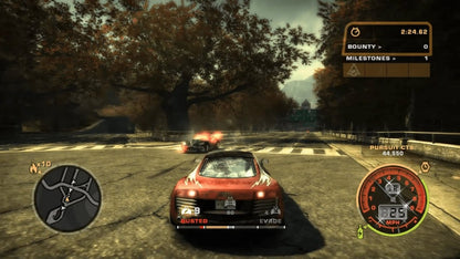 Need for Speed: Most Wanted for Xbox (XBOX) at Gamers INC, featuring high-stakes street racing and intense police pursuits as you climb the Blacklist to become the most notorious racer in Rockport City gameplay screenshot