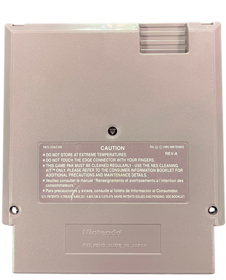 Mega Man 5 NES Nintendo Entertainment System action platformer side scrolling shooter run and gun robot masters boss battles Capcom classic retro 8 bit gaming cartridge video game title cartridge back