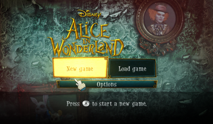 Alice in Wonderland title screen art for Nintendo Wii (Wii) video game