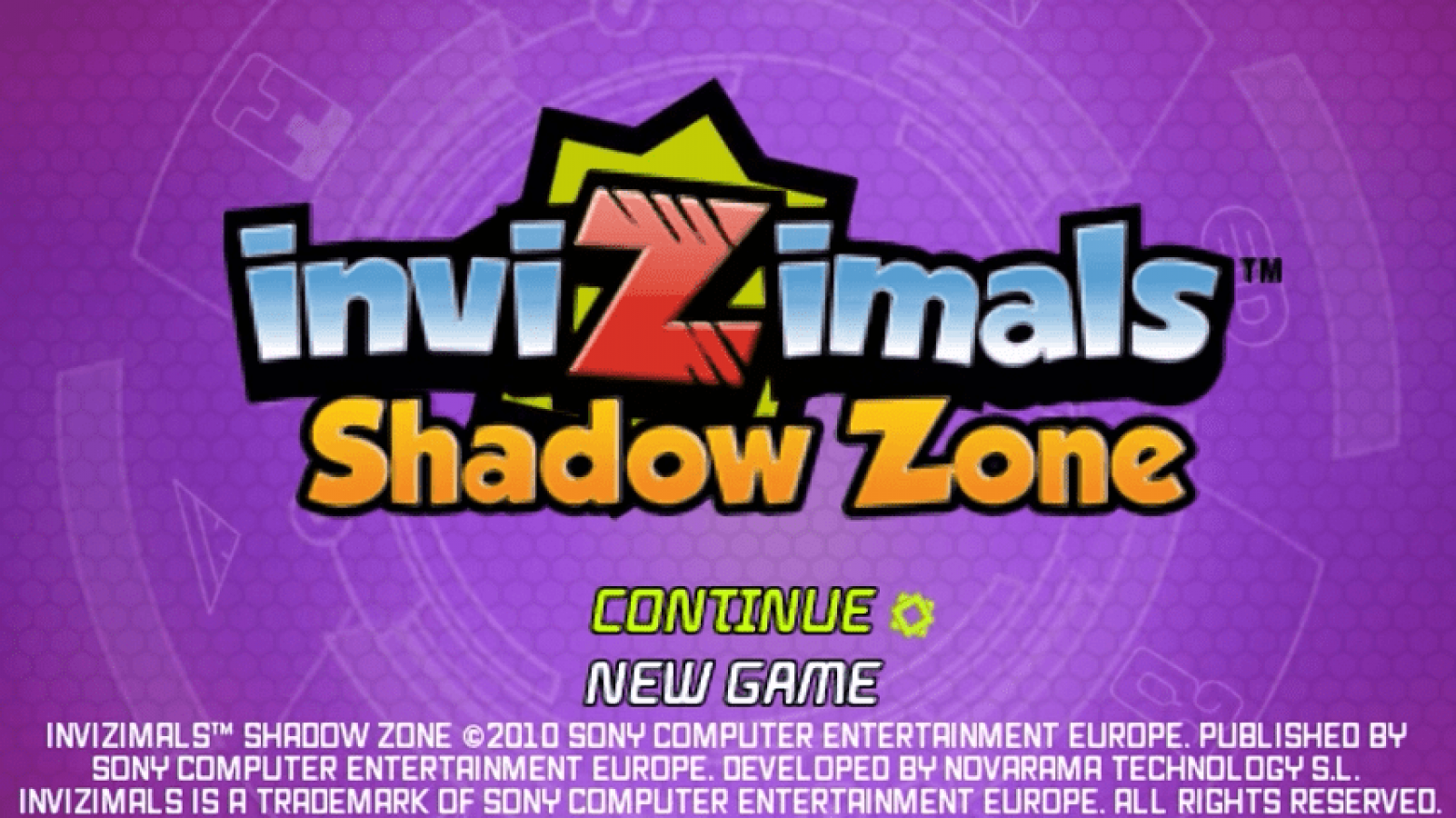 Invizimals Shadow Zone PlayStation Portable PSP title screen for retro video game enthusiasts featuring augmented reality creature hunting gameplay monster collection and battles stealth exploration mechanics hidden world discovery systems and portable handheld interactive gaming experience and collectible gaming appeal