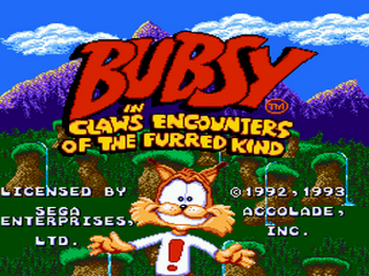 Bubsy title screen for Sega Genesis (GEN) video game