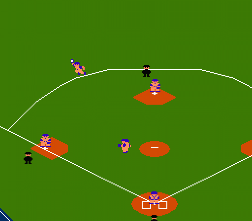 RBI Baseball retro Nintendo Entertainment System video game featuring baseball sports gameplay, arcade style batting, multiplayer competition and classic NES action - gameplay
