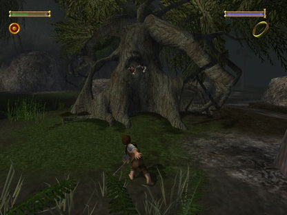 The Lord of the Rings: The Fellowship of the Ring for PlayStation 2 action adventure fantasy game based on the Tolkien novel featuring Frodo Aragorn Gandalf Middle earth quests combat exploration gameplay