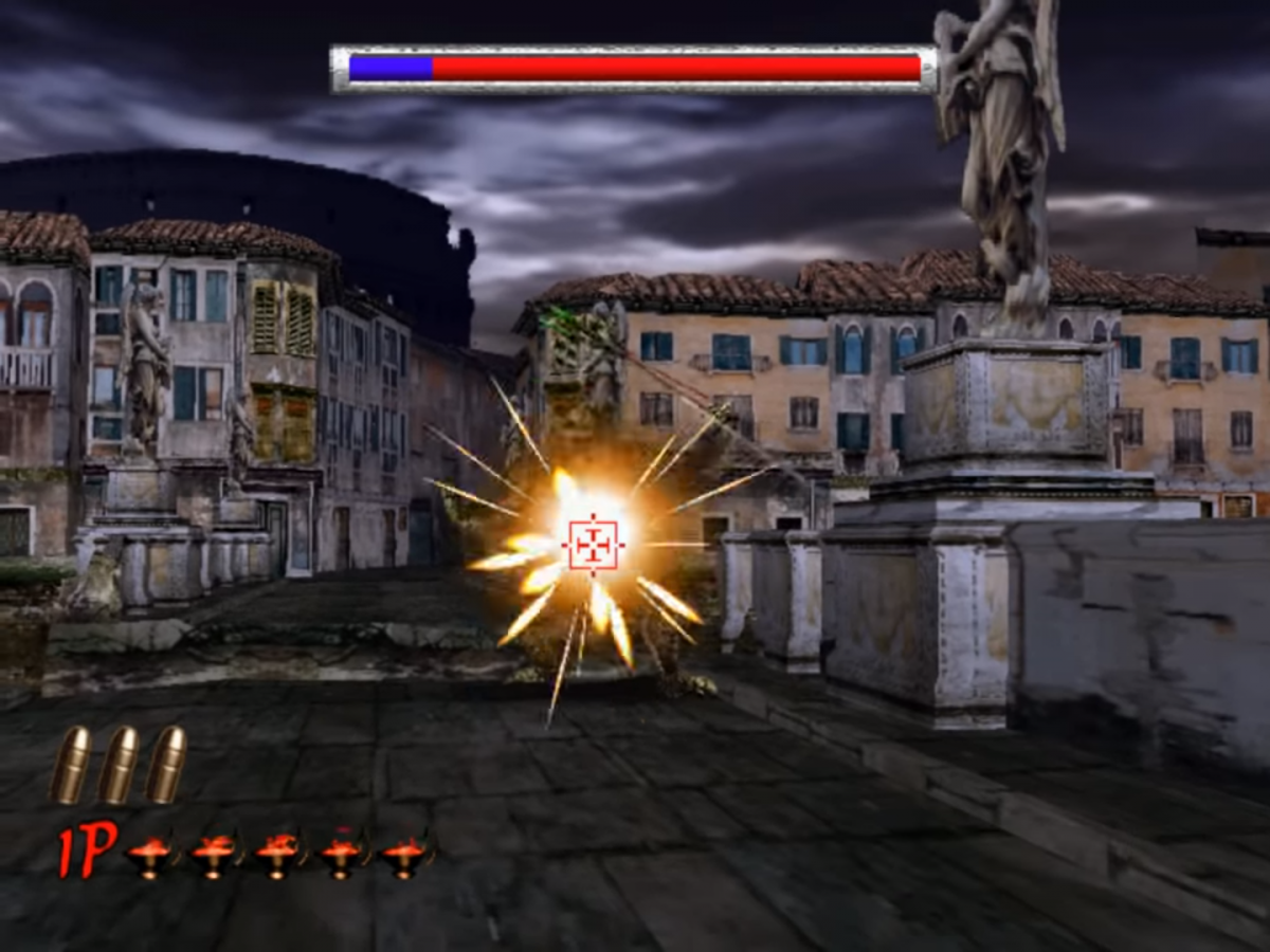 The House of the Dead 2 Sega Dreamcast game featuring fast-paced on-rails light gun horror shooter gameplay screenshot