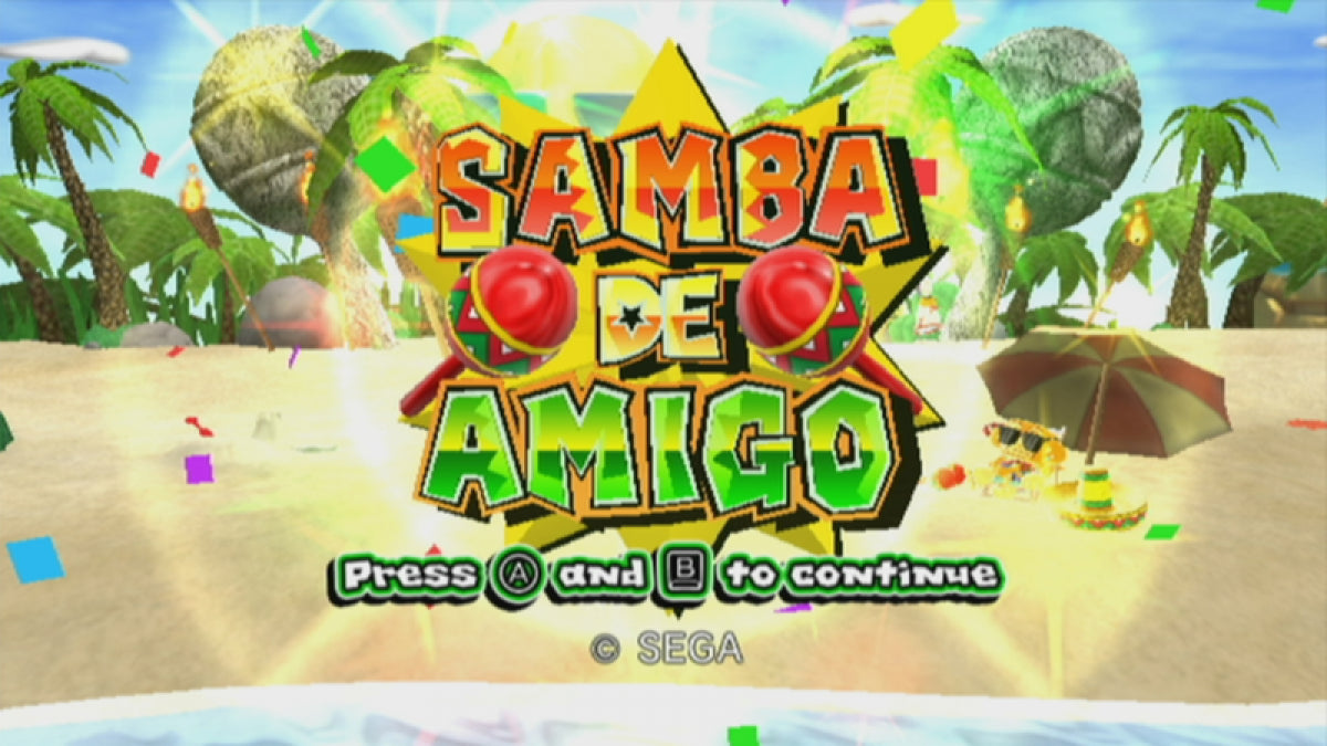 Samba de Amigo title screen for Nintendo Wii (Wii) video game 