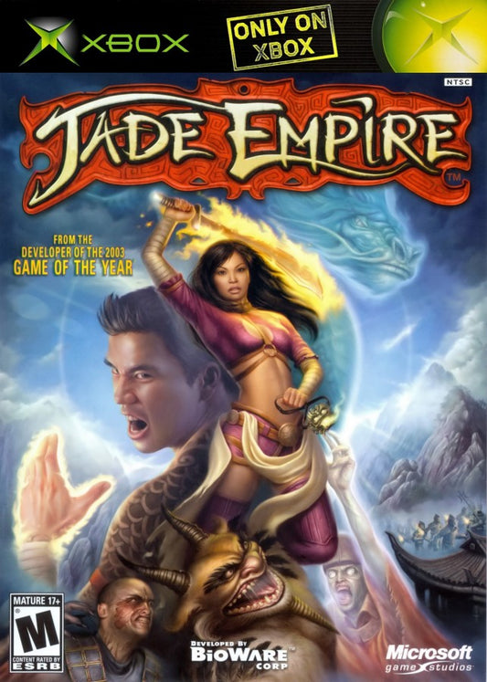 Jade Empire retro Xbox video game Jade Empire action RPG martial arts fantasy story driven combat dialogue choice based role playing game console title Xbox release cover art