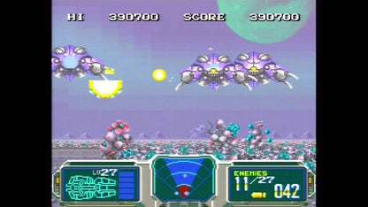 Super Scope 6 Super Nintendo Entertainment System SNES shooting gallery video game compilation featuring LazerBlazer Blastris and missile commands sub-games Konami pack-in title gameplay screenshot