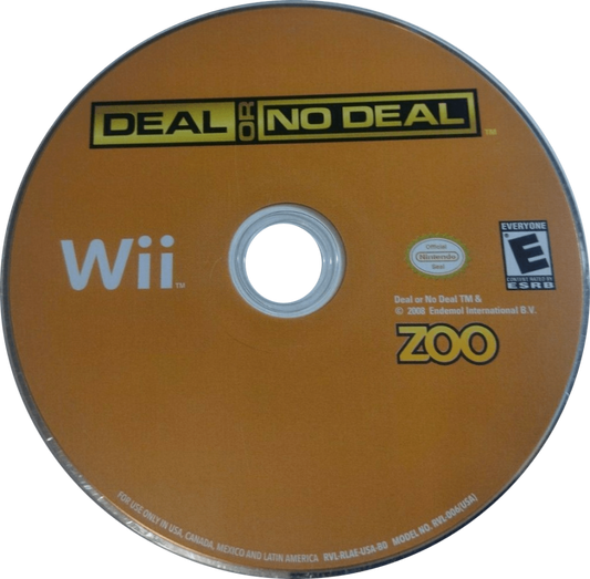 Deal or No Deal disc for Nintendo Wii (Wii) video game