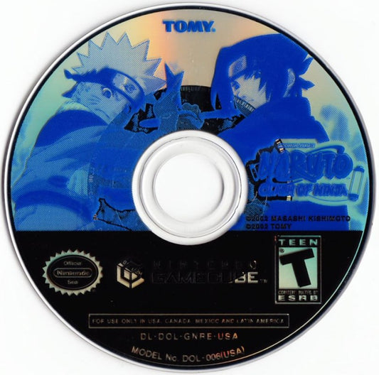 Disc art Naruto Clash of Ninja GameCube GC video game, action fighting, anime adventure, multiplayer, classic Nintendo GameCube title
